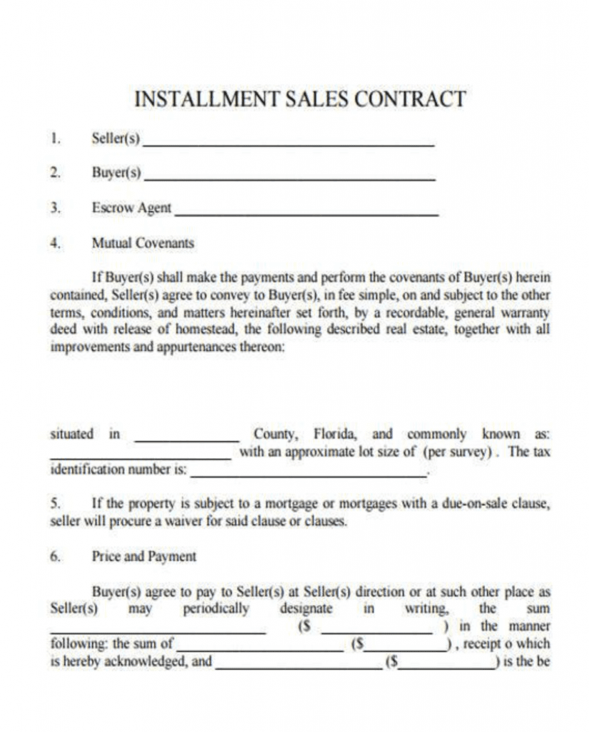 Free Customizable Installment Sales Contract Template