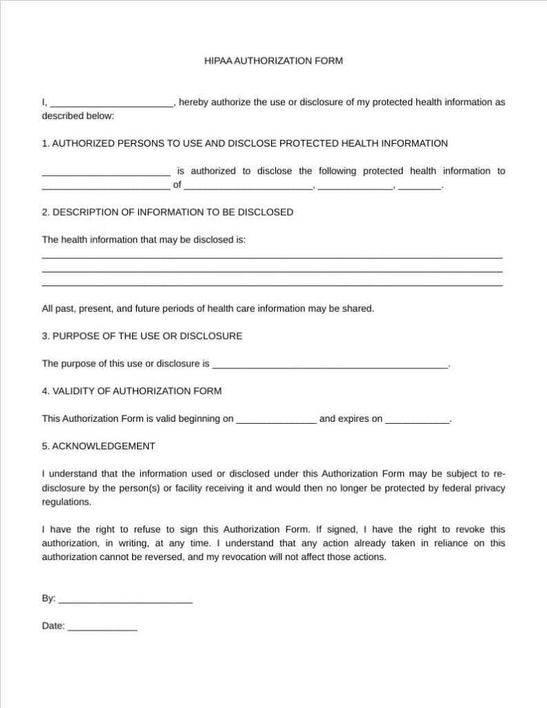 HIPAA Authorization Form Fill