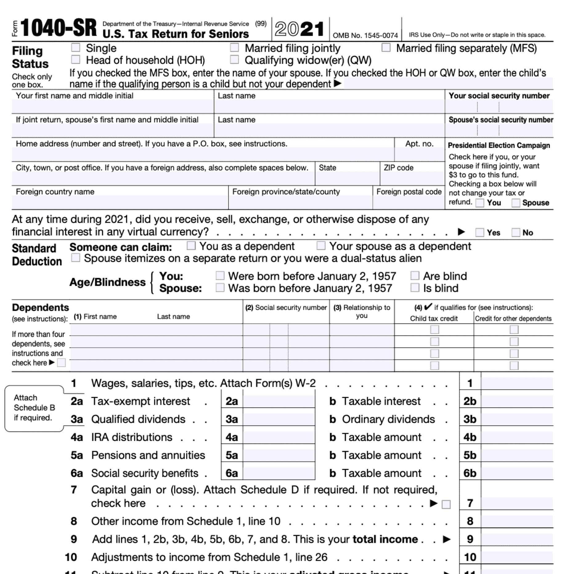 Form 1040 Us Individual Tax Return 2022 Fill 5278
