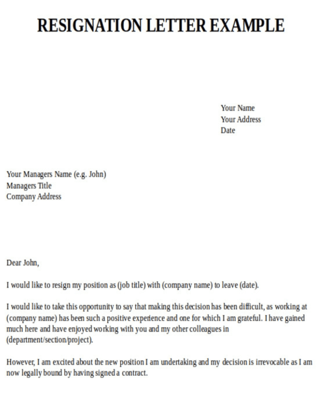 Get Template For Resignation Letter for Your New Job 