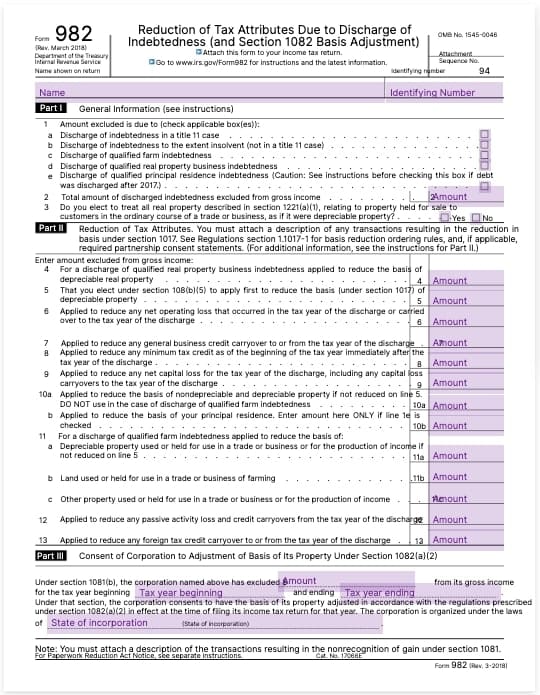 form-982-reduction-of-tax-attributes-due-to-discharge-of-indebtedness