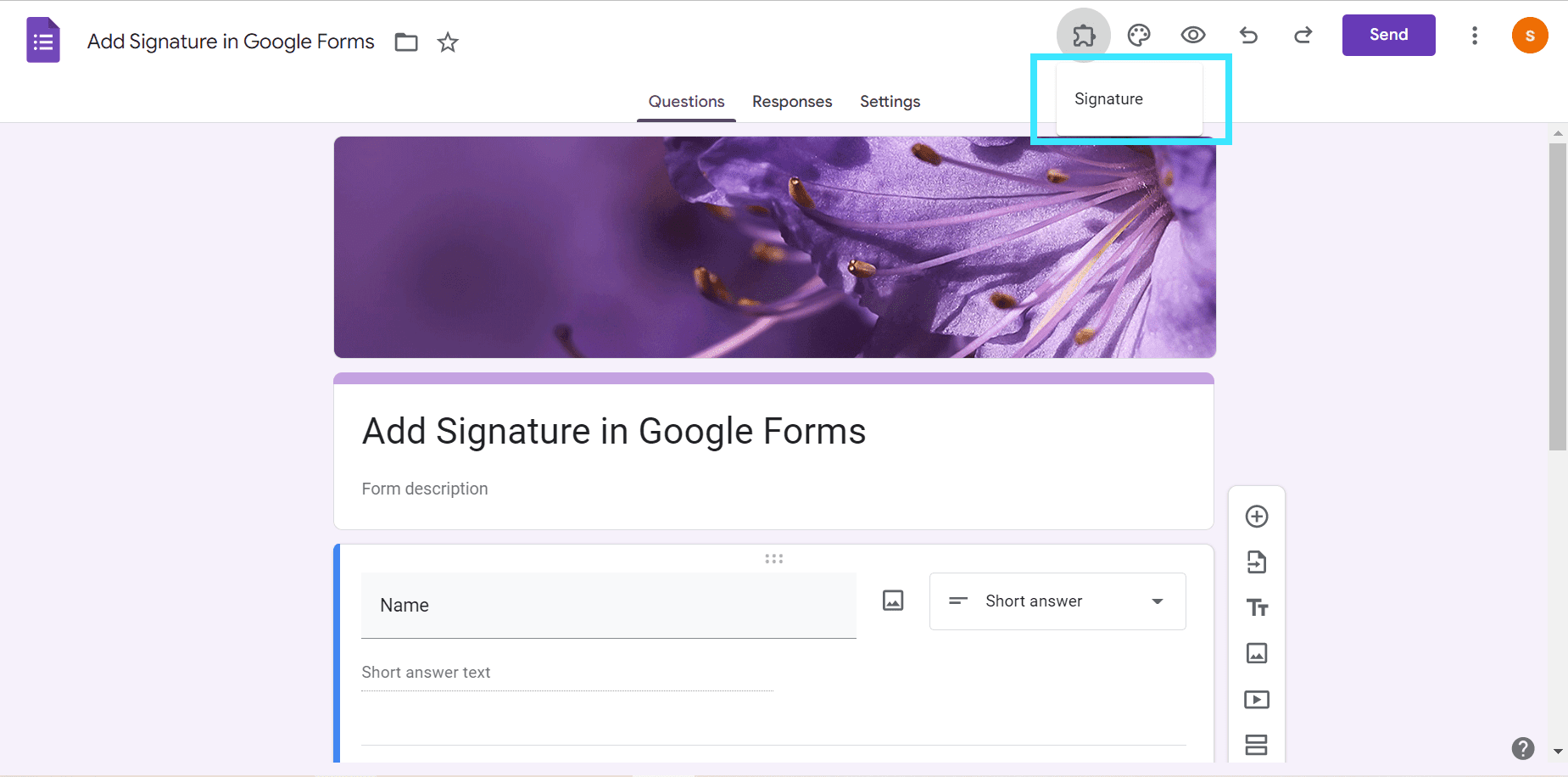 how to add signature in google forms